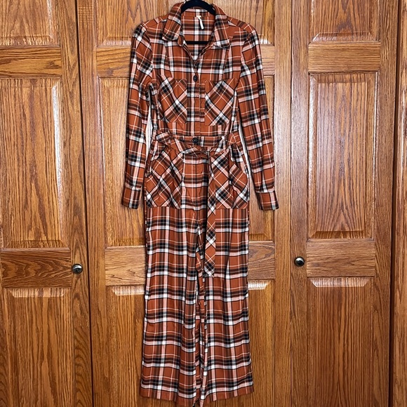 Free People plaid jumpsuit All About You Plaid Jumpsuit Size - Picture 4 of 8